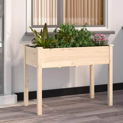 BaraSh Pflanzkübel mit Einsatz 118x59x76 cm Massivholz Tanne PflanzküBel Rechteckig PflanzküBel Hoch
