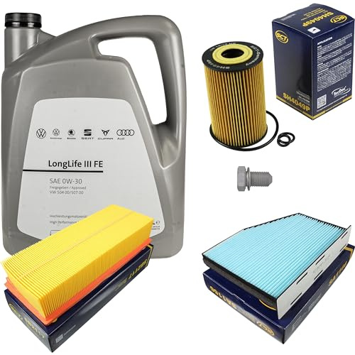 Inspektionspaket Wartungspaket Filterset mit 5 L 0W-30 Motoröl LongLife 3 FE, Ölfilter Luftfilter Innenraumfilter Ölablassschraube