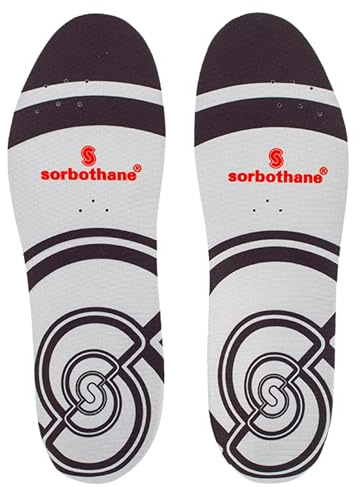 SORBOTHANE Sorbo Pro Solette per Uomo e Donna, Ammortizzanti, Antibatteriche, Protezione durante lo Sport e l'Attività, Taglia 43, Grigio/Rosso