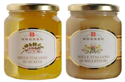 Brezzo Set zur Verkostung von Akazienhonig, 500 g und Honig Millefiori 500 g