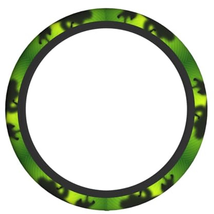 Lenkradbezug, universal, 38 cm, atmungsaktiv, rutschfest, warm im Winter und kühl im Sommer, grüner Froschschatten-Druck