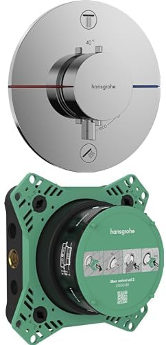 hansgrohe ShowerSelect Comfort S Bundle - ShowerSelect Comfort S Thermostat Unterputz für 2 Verbaucher Chrom + iBox universal Grundkörper für Unterputz-Installation