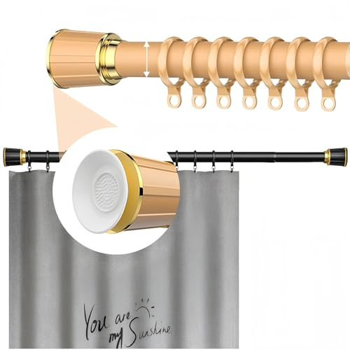 Duschvorhangstange Spannvorhangstangen Ohne Bohren Teleskopstange Ausziehbar Feder Klemmstange Für Badezimmer Edelstahl Teleskop Rutschfest Edelstahl(Earth Yellow,160-250CM)