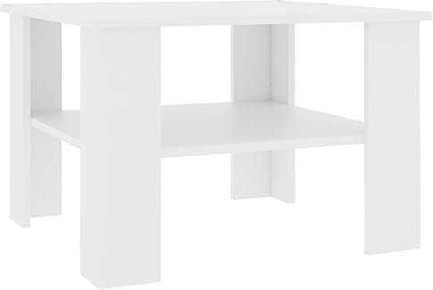 SDWEHO7 Couchtisch mit 1 offene Ablageregal, Sofatisch, Beistelltisch für Wohnzimmer, Schlafzimmer und Arbeitszimmer, Kaffeetisch, Loungetisch, Weiß 60x60x42 cm Holzwerkstoff