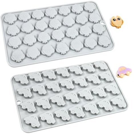 2pcs 3D Tiere Pralinenform Eule Silikonform, Auto DIY Gießformen Eule Backform Silikon Kuchenbackform Mousse Schokoladenformen Tiere Auto Eule Motivbackformen Süßigkeiten Seife Formen
