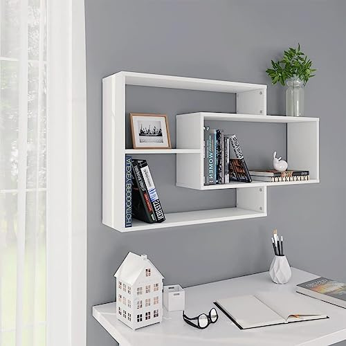 Myheimly andregale Bücherregale Hängeregale Wandregal Bücherregal Regale mit 3 offenen Fächern Schweberegale 104x20x58,5cm Holzwerkstoff Weiß