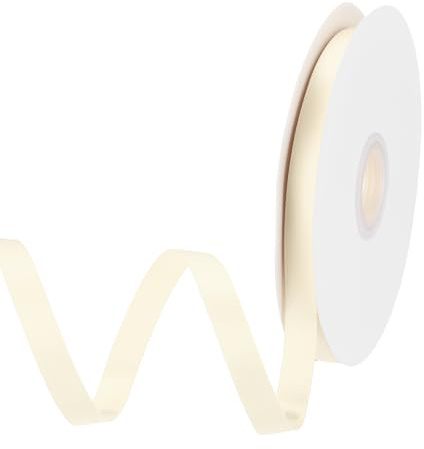QUARKZMAN Geschenkband Satinband 1 cm x 30 meter Seidenband Cremeweiß | Grosgrain, Dünnes, Solides, für Hochzeitsstraußband, Valentinstag, Weihnachten, Geschenkverpackung, Kuchenbox, Schleifen