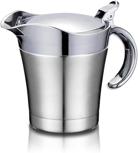 16Oz Stainless Steel Gravy Boat - Double Insulated with Hinged Lid