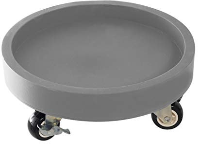 Bac à plantes avec roulettes en plastique pour pot de fleurs rond, chariot, soucoupe, gris, 50 cm