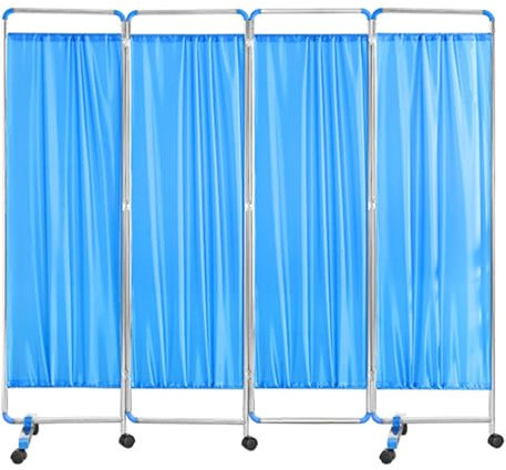 Portable Medical Privacy Screen On Wheels, Doctor's Office/Beauty Salons/Clinic/Hospitals Wards Room Divider Wall (Blue L 200cm/6.6ft)