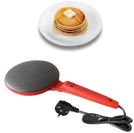 Machine à Crêpes électrique 800W, Plaque à Crêpes Ronde en Plastique avec Poignée, Machine à Tortilla électrique Portative Multifonctionnelle pour la Cuisine à Domicile (Prise UE)