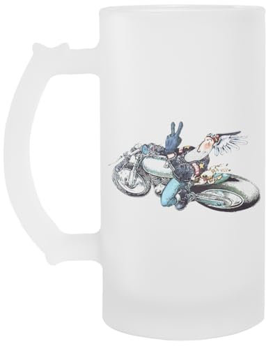 Jinbetee Ogri Comic Biker Transparenter Bierglas-Trinkbecher Mit Griff