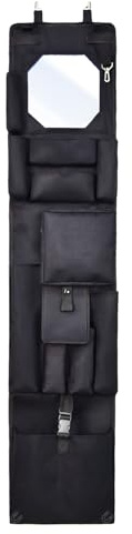 Magnetischer Organizer zum Aufhängen von Spind und Schranktüren, mehrere Taschen, 130 x 27 cm, mit 4 Eckmagneten für Polizei, Sicherheit, Strafverfolgungsschließfächer (schwarz)