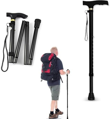 Needs & Wants® Walking Stick - Folding Walking Sticks for Women & Men, Adjustable Collapsible Walking Stick, Ideal for Arthritis, Heavy Duty, Foldable Walking Sticks for Ladies & Travel Use