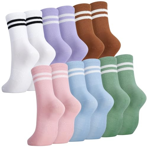 Utensilsto 6 Paare Socken Herren Damen, 35-38 Sportsocken Tennissocken Streifen Baumwolle Sport Socken für Damen Herren