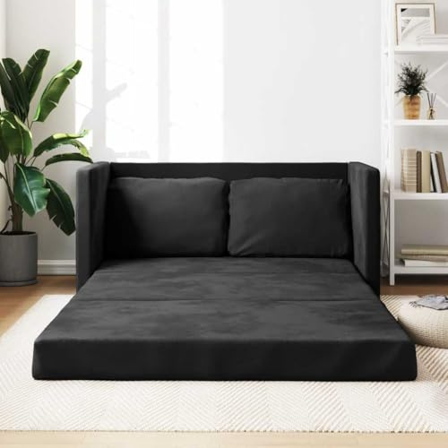 Emmtore Bodensofa,Klappbar Bodenbett Sofa mit Schlaffunktion,Schlafsofa Schlafsessel mit Metallgestell,Klappsofa Sofabett für Wohnzimmer Schlafzimmer,Stoff,Schwarz