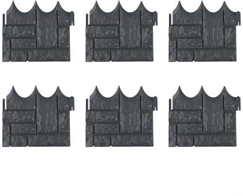 Lot de 6 clôtures en plastique imitation pierre pour bordures de jardin et protection des plantes (gris)