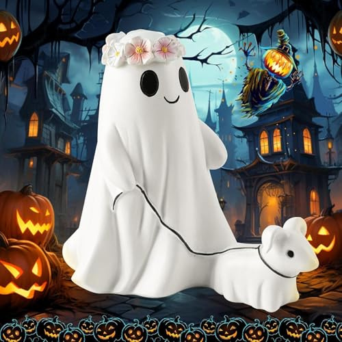 SORAYUXI Geister Figur, Cute Geist Statue, Geister Deko für Zuhause, Resin Geisterfigur Statue Desktop Ornamente Halloween Ghost Decorations