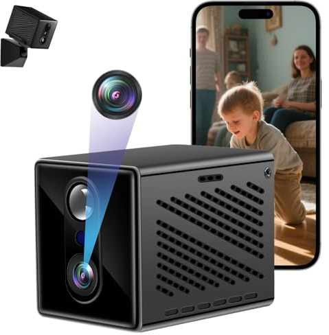 Nisanuki Mini Kamera WLAN, Kleine Videokamera 1080P HD Mikro Camera Handy APP, 130° Videoüberwachung Kamera Tragbare Akku Kamera Nachtsichtkamera PIR Bewegungserkennung 6 Stunden Aufnahme