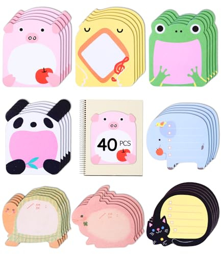 800 pcs Notes Autocollantes Animaux Mignons, Blocs-Notes Autocollants pour Enfants, 40 Paquets avec 8 Designs Différents, Petit Cadeau pour Goodies Anniversaire Enfant, pour l'École, la Maison,Cadeaux