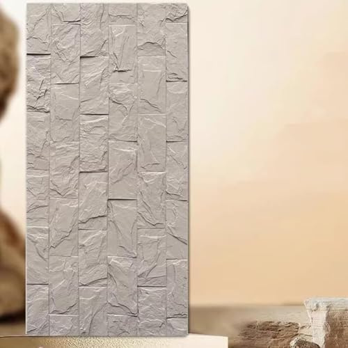 Artiz 3D-Wandpaneele Aus Kunststein, PU-Wandverkleidung Für Innen- Und Außenwände, Wasserdicht Und Feuchtigkeitsbeständig Für Zuhause Und Büro(Hellgrau,1PCS)