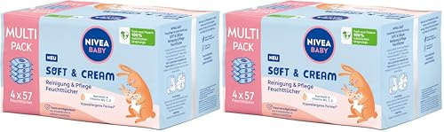 NIVEA Baby Soft & Cream Salviettine umidificate per bambini, per la pulizia delicata della pelle sensibile del bambino, salviette umidificate ipoallergeniche per bambini con olio di mandorle e