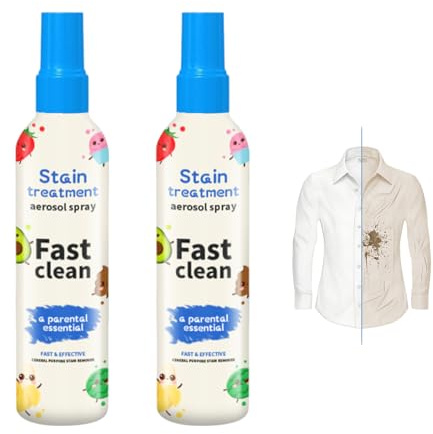 Stain Remover Spray for Clothes 200ml,2PCS Fabric Stains Remover,Powerful Stain Treater Spray,Safe on Whites and Colors,Fights Grease, Sweat, Ink, Wine and Food and More