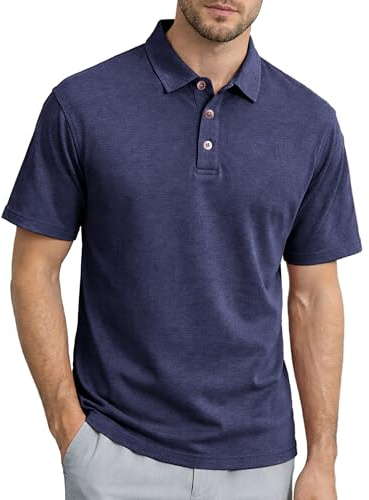 KUYIGO Men's Polo Shirts Short Sleeve Summer Casual Vintage Washed Golf Polo T-Shirt for Men Adult M-XXL