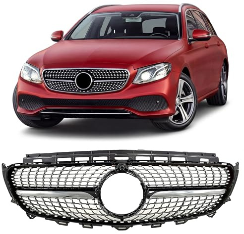 HERSTMOTO Kühlergrill DIAMOND SCHWARZ MIT KAMERA, passend für MERCEDES E-CLASS W213 2016-2020, Frontgrill, Auto-Frontgrill, Frontstoßstangenhaubengitter, Radiator Grille
