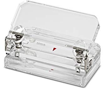 MAUL Locher aus Acryl 110 x 65 x 60 mm | Locher klein mit 2-fach Lochung im edlen Acryl Look | 8 Blatt Papier Kapazität | Alltagshelfer im Büro und am Arbeitsplatz | Transparent