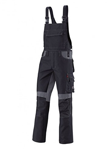 BP 1791-555-32-62n Latzhose, Stretch-Hosenträger mit Clipbefestigungen, 295,00 g/m² Stoffmischung, schwarz/dunkelgrau, 62n