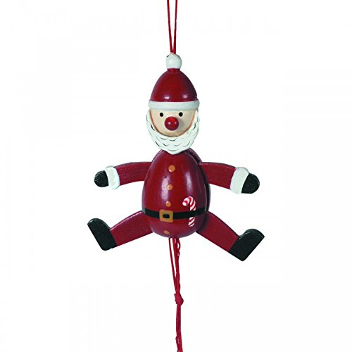 OBC-Kunsthandwerk Weihnachtlicher Hampelmann Santa Claus, Holz, 3 Stück, Christbaumanhänger