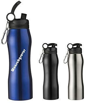 Schmalz Edelstahl Trinkflasche mit Gravur Isolierflasche Wandern Camping Outdoor graviert (blau)