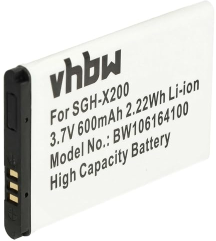 vhbw batteri kompatibel med Samsung SGH-E1110 | E1150, E1150i, E2210, GT-E1080i, GT-E1080w, GT-E1310B ersätter BST3108BE, AB043446BC (600 mAh, 3,7 V, Li-Ion)