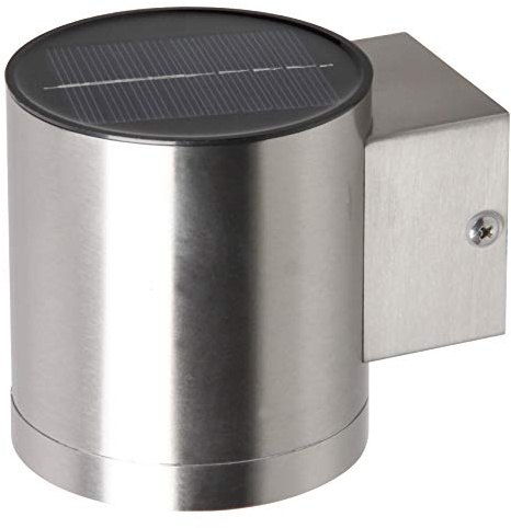 Smartwares Aplique Solar Exterior - Lámpara LED de 35lm - Energía Solar - Acero Inoxidable - IP44 - Inalámbrico - Iluminación para Jardín, Terraza o Entrada - Autonomía Hasta 8 h - 10.022.70