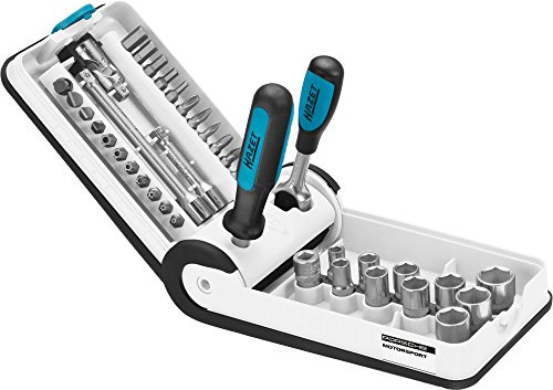 Hazet 856-1-PD Profi Steckschlüssel-Satz Vierkant/Sechskant Porsche Motorsport Desing mit Umschaltknarre 863P, 6,3 mm, 1/4 Zoll, 38-teilig
