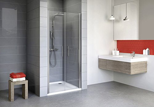Schulte porte douche niche 80 x 192 cm chromé, 2 battants autolevant 5 mm | verre trempé anticalcaire réglage 77.0-80.6 cm largeur d'accès 66.4 cm