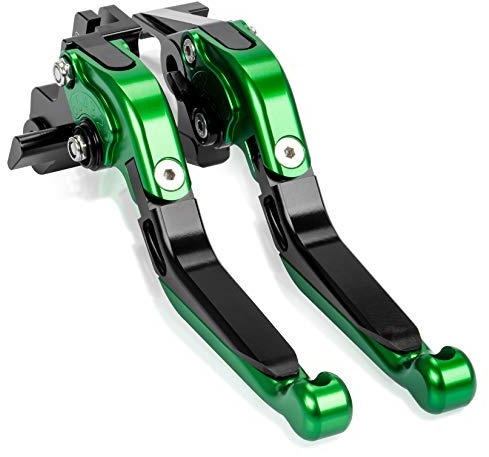 PSLER Motorrad Bremshebel Kupplungshebel, 1 Paar Hebel Länge 185 mm / 7,28 Zoll Kupplungs und Bremsmotorradhebel Set für Kawasaki ER-6F ER-6N 2009-2016(Grün)