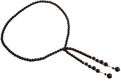 Cheerlife Damen Schmaler Gürtel Perlen Strasssteine Taillengürtel Hüftgürtel Stretchgürtel Kleidgürtel Belt (1 Schwarz)