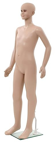 vidaXL Kinder Schaufensterpuppe mit Glassockel Mannequin Modellpuppe Beige 140cm