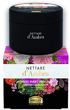 Helan, Nettare d'Ambra, Burro Corpo Profumato, Crema Idratante e Profumata per Pelle Secca, con Succo di Aloe Vera e Bacche di Rosa, Olio di Babassu e Lino e Vitamina E, 200 ml - Made in Italy