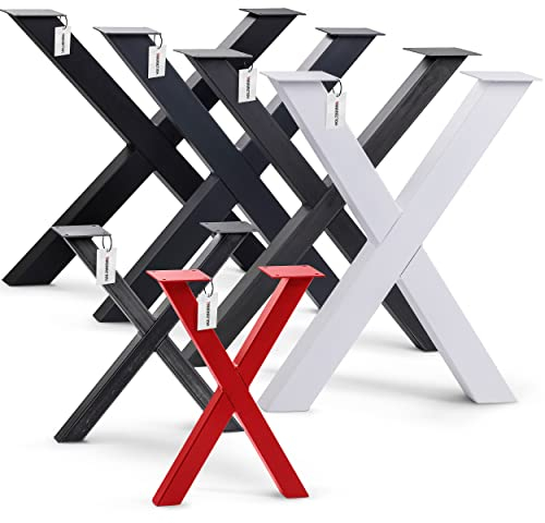 HOLZBRINK Tischbeine Metall Schwarz X-Form | Design Tischkufen/Tischgestell für Couchtisch, Esstisch, Schreibtisch, Sitzbank | 1 Stück Möbelfüße 30x43 cm