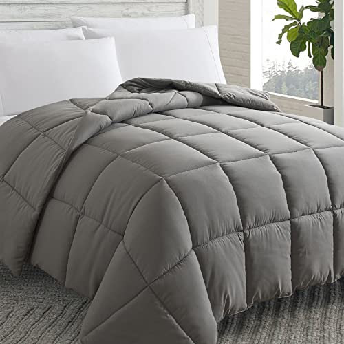 Cosybay Down Alternative Comforter (Dark Grey, Full) - All Season Soft Quilted Full Size Bed Comforter - Duvet Insert with Corner Tabs - Winter Summer Warm Fluffy, 82x86 inches