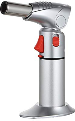 Gmjay Flamme Réglable Plus Légère de Torche de Coup avec La Serrure de Sécurité Appropriée Au BBQ/Extérieur/Faisant Cuire Au Four/Bijoux/Soudure,Silver