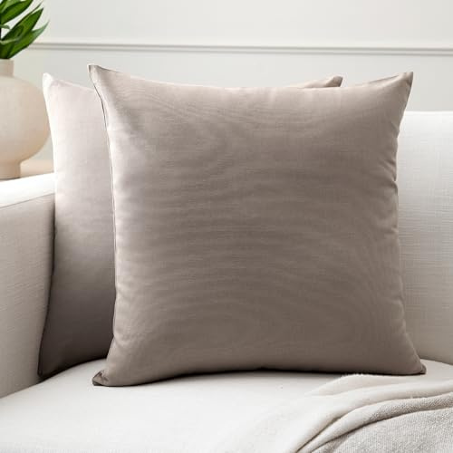 Encasa XO Kissenbezug Baumwolle, ohne Füllung 45x45 cm | Beige, unsichtbarer Reißverschluss, maschinenwaschbar, Sofa-Dekoration, Kissenbezug, atmungsaktiver Stoff, 2 Stück