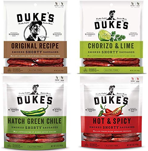 Duke's Shorty Smoked Sausages 5 Ounce, 4 Flavor Variety Pack - By Opulent Supply