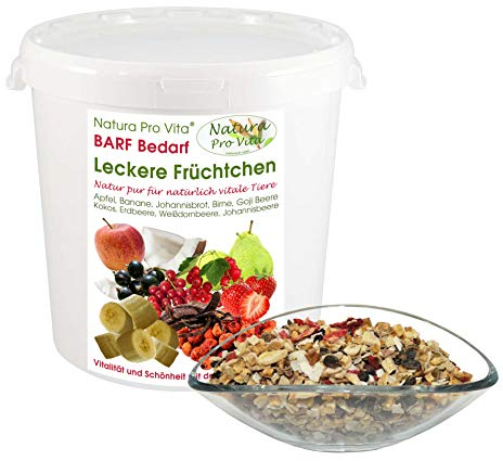 Barffrüchte Hund natürliche Obstmischung glutenfrei getreidefrei zuckerfrei ohne Chemie vitaminreicher Fruchtmix Barfen Hund NaturaProVita 1kg