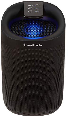 Russell Hobbs RHDH1101B Ozone Free, 750ml/day 2 in 1 Black Dehumidifier/Air Purifier, 20m2 Room Size, LED Lighting & Captures Bacteria, for Home, Kitchen, Basement, Garage, Caravan