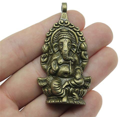 wgd Foxi 1 Stücke Antike Buddha Statue Charms, Ganesha Elefant Buddha Skulptur Metall Anhänger, Schlüsselanhänger Für DIY Auto/Tasche/Geldbörse (Color : Antique Bronze Plated)