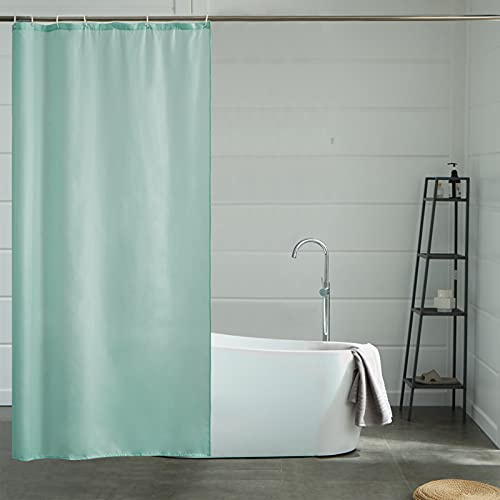 Furlinic Tenda Doccia Stretta per Doccia Angolare e Vasca Piccola, Tenda Bagno Tessile in Tessuto di Poliestere, Antimuffa Idrorepellente e Lavabile, Menta Verde 90x180 con 6 Anelli per Tenda Doccia.